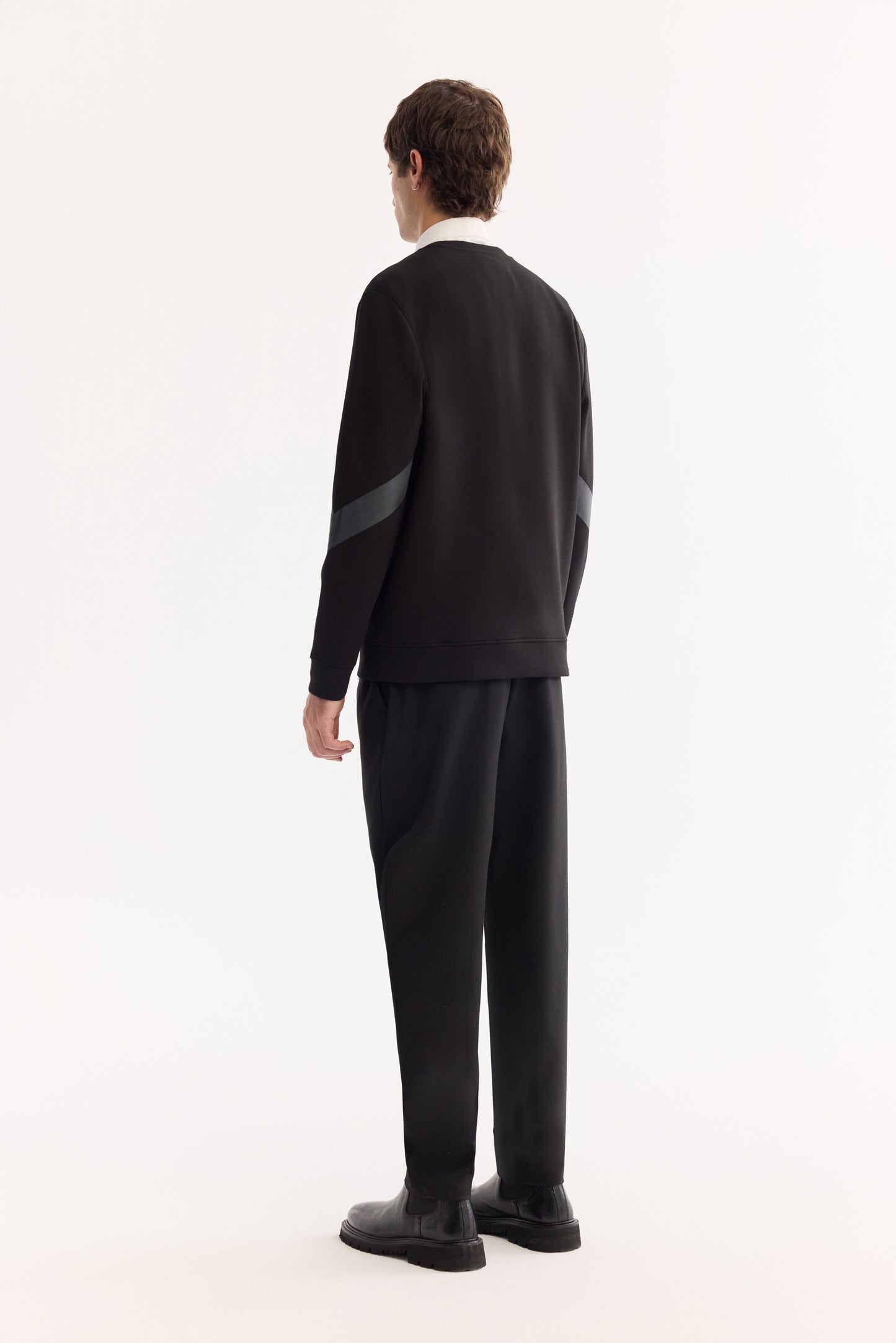 Siyah Bisiklet Yaka Flexi Baskılı Interlok Kumaş Sweatshirt