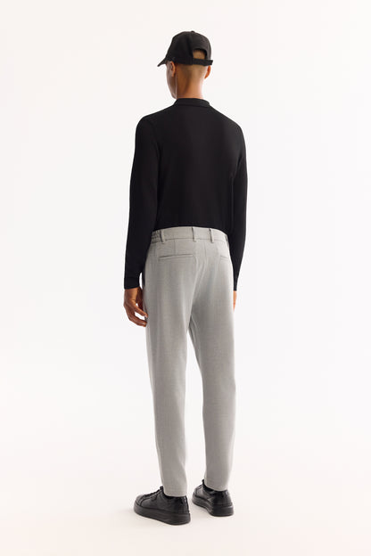 Açık Gri Dokulu Polyviskon Örme Kumaş Yandan Cepli