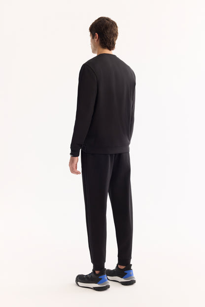 Siyah Enjeksiyon Baskılı Interlok Kumaş Eşofman Alt