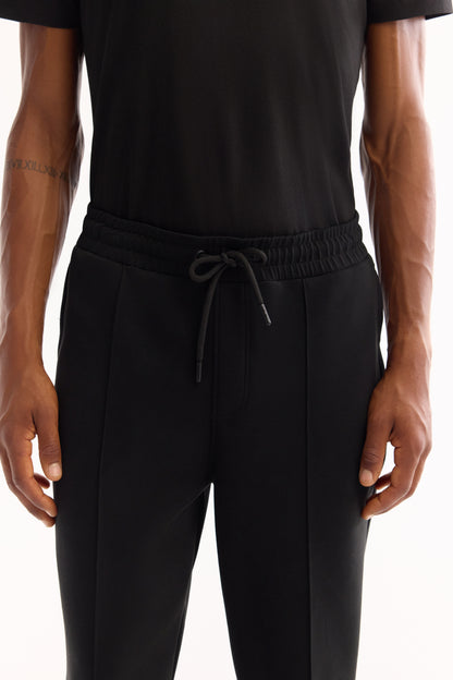 Siyah Düz Modal Örme Kumaş Eşofman Alt