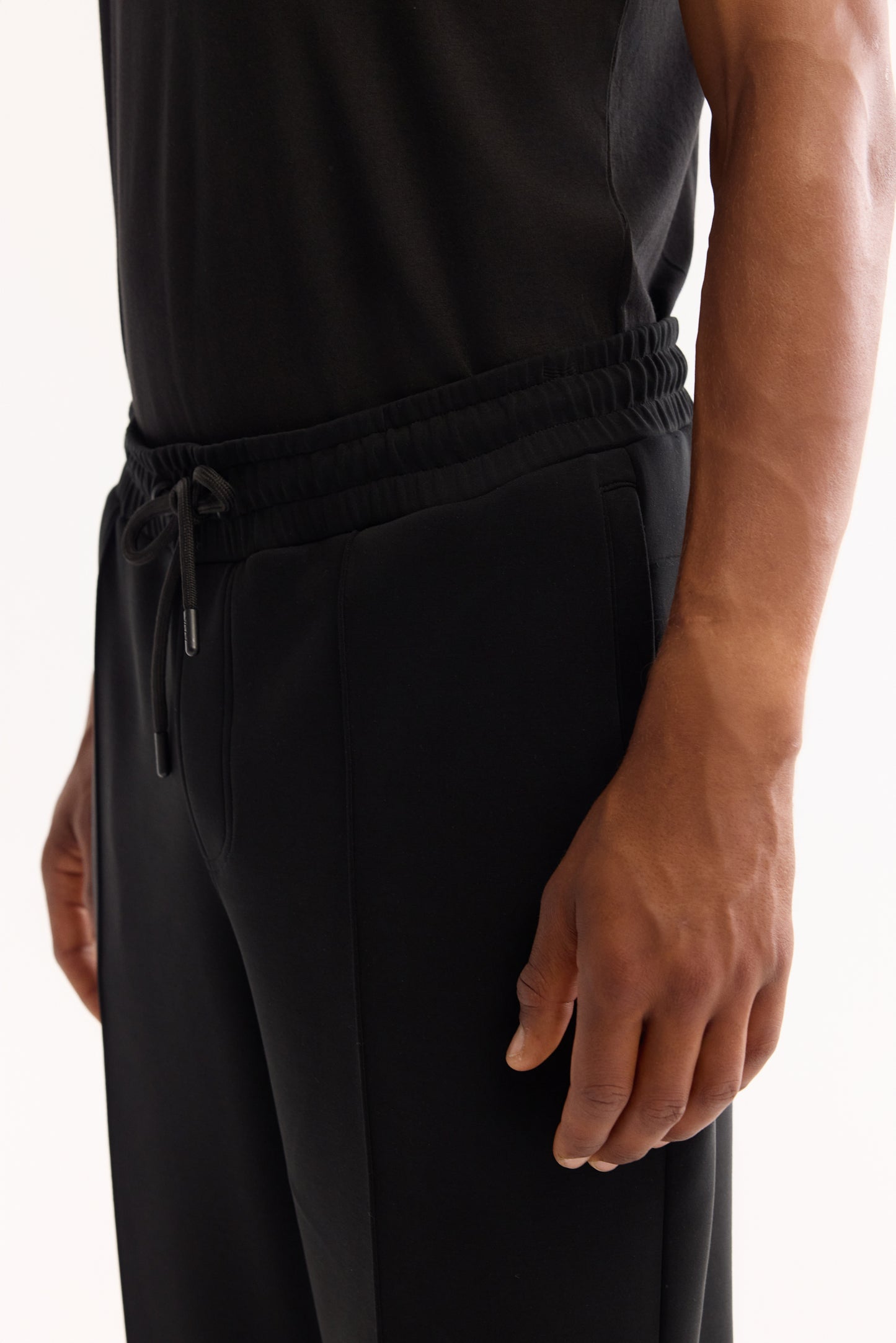 Siyah Düz Modal Örme Kumaş Eşofman Alt