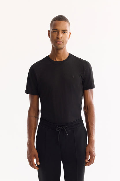 Siyah Düz Modal Örme Kumaş Eşofman Alt