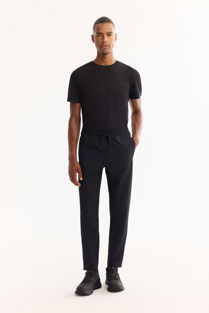 Siyah Flexi Baskılı Teknik Kumaş Eşofman Alt