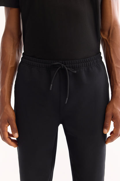 Siyah Flexi Baskılı Teknik Kumaş Eşofman Alt