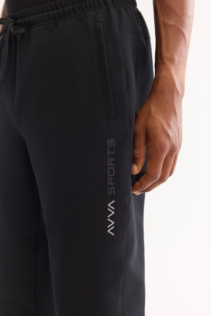 Siyah Flexi Baskılı Teknik Kumaş Eşofman Alt