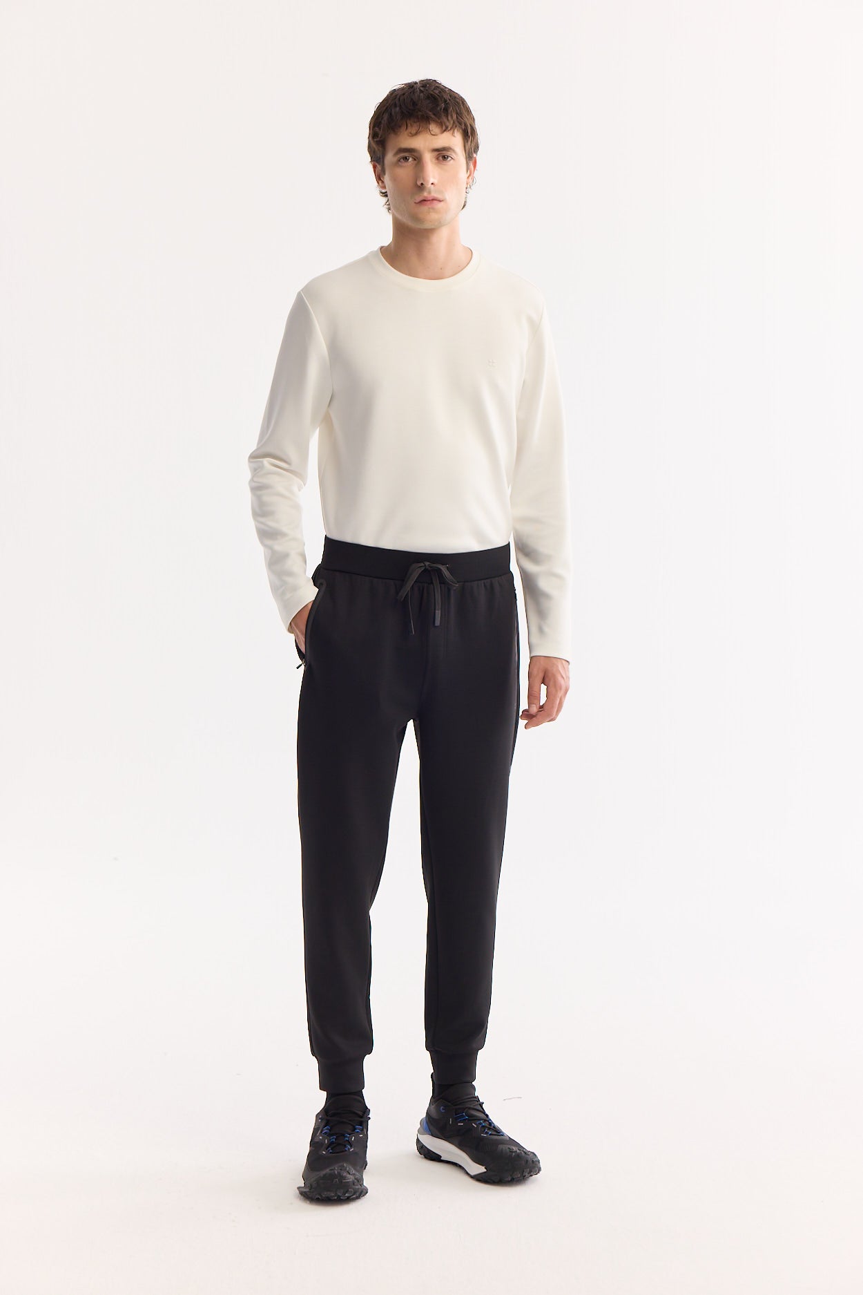 Siyah Flexi Baskılı Teknik Kumaş Eşofman Alt