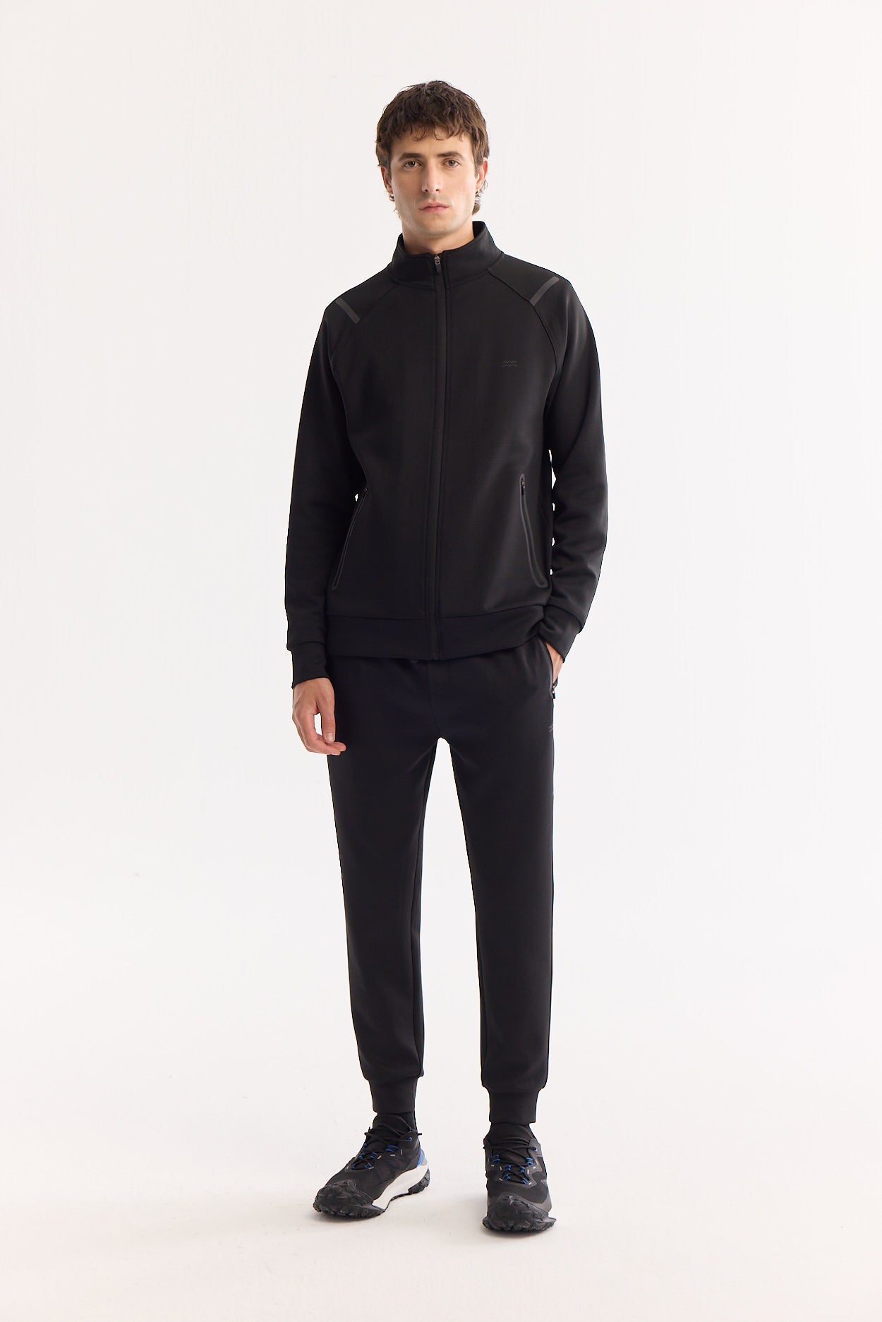 Siyah Flexi Baskılı Teknik Kumaş Eşofman Alt