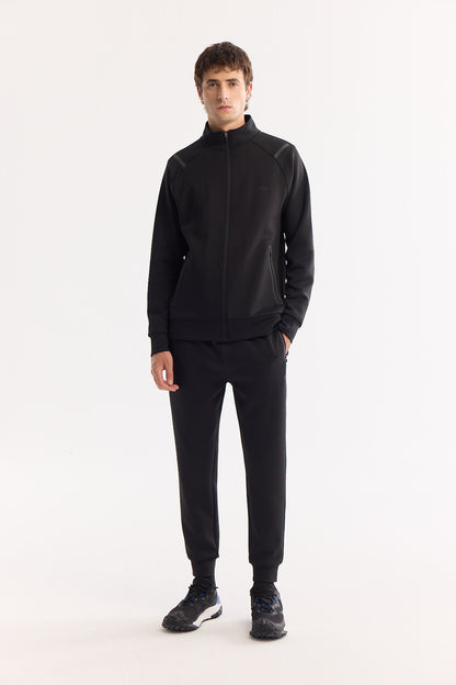 Siyah Flexi Baskılı Teknik Kumaş Eşofman Alt