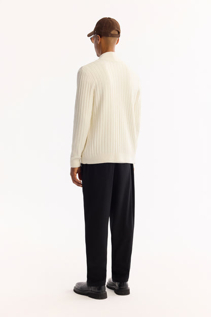 Ekru Şal Yaka Desenli Olimpus Iplik Hırka