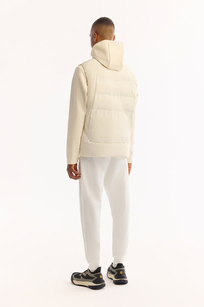 Ekru Kapüşonlu Yaka Düz Polyester Kumaş Mont