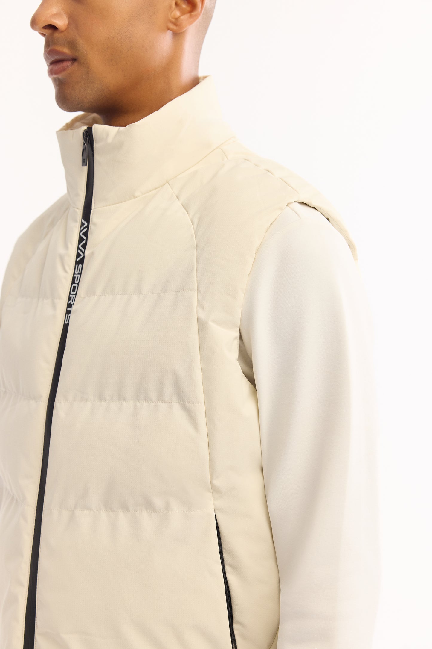 Ekru Kapüşonlu Yaka Düz Polyester Kumaş Mont