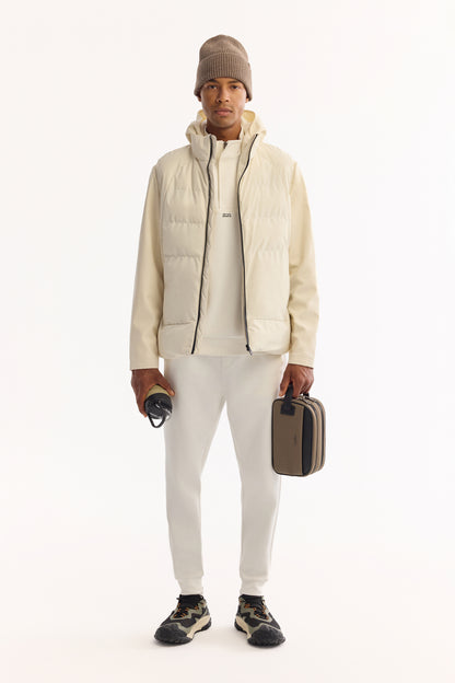 Ekru Kapüşonlu Yaka Düz Polyester Kumaş Mont