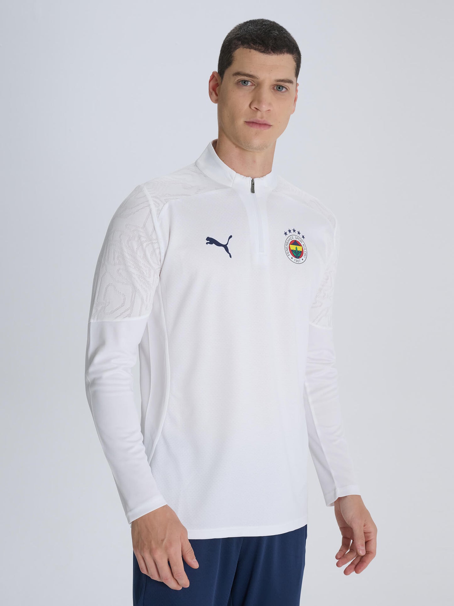 Fenerbahçe 2024/2025 A Takım Beyaz Hoca Yarım Fermuarlı Sweatshirt