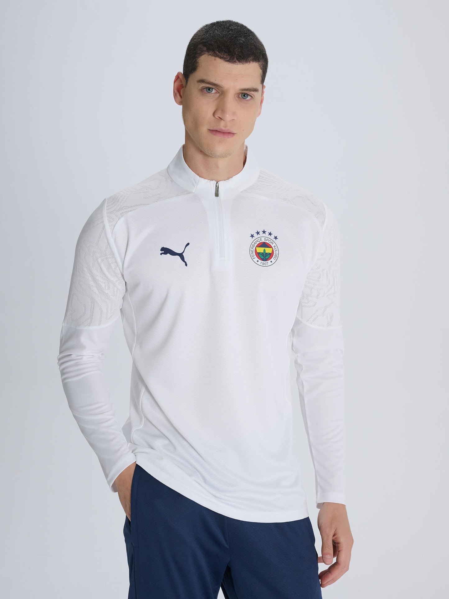 Fenerbahçe 2024/2025 A Takım Beyaz Hoca Yarım Fermuarlı Sweatshirt