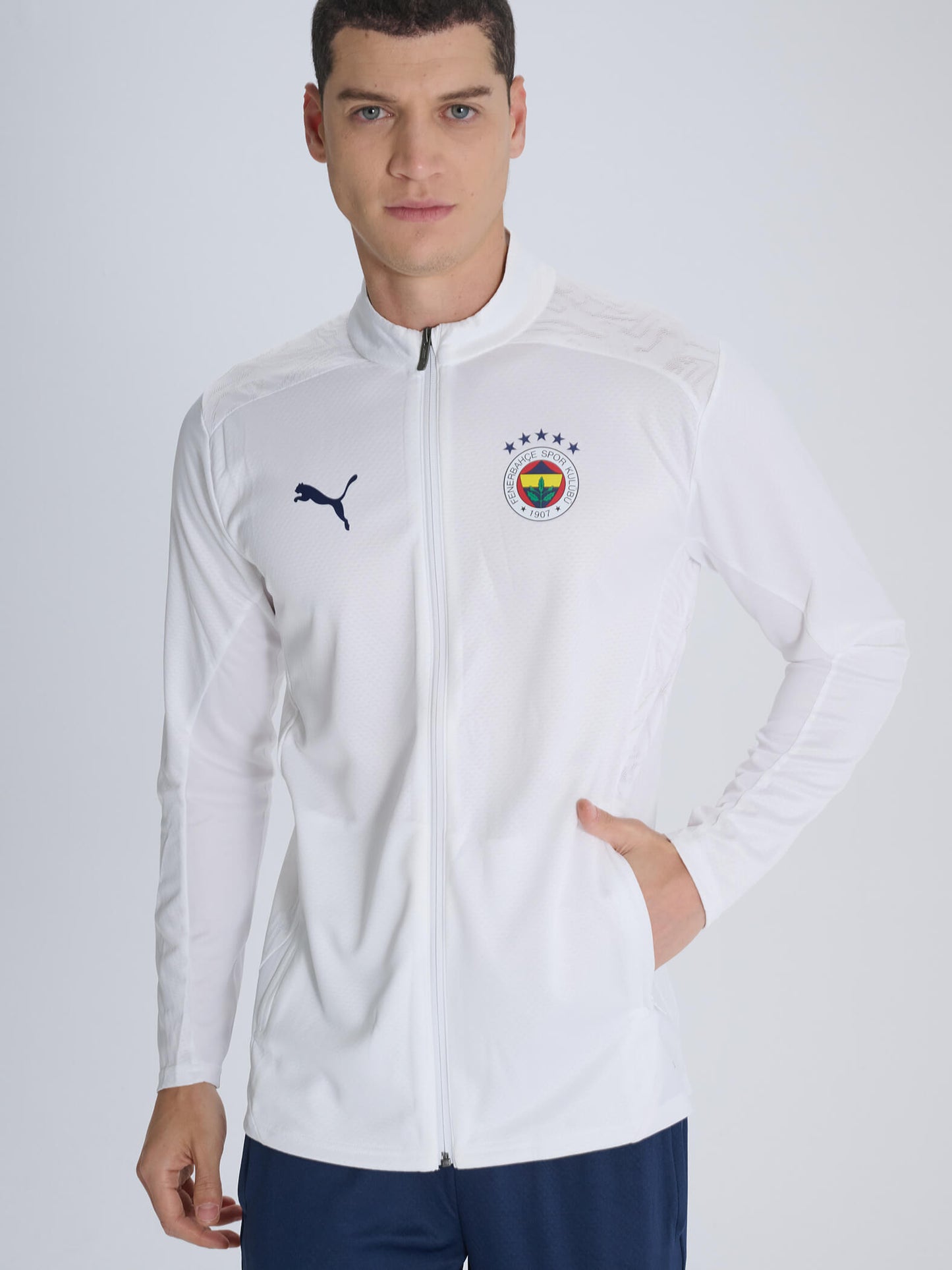 Fenerbahçe 2024/2025 A Takım Beyaz Hoca Tam Fermuarlı Sweatshirt