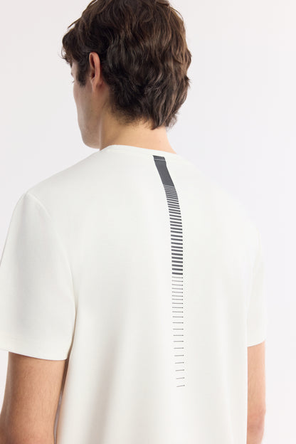 Ekru Bisiklet Yaka Düz Interlok Kumaş T-shirt