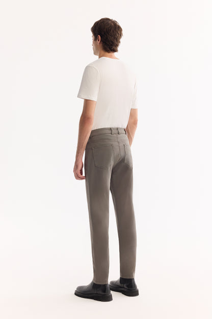 Gri Haki Düz Lyocell Kumaş 5 Cepli