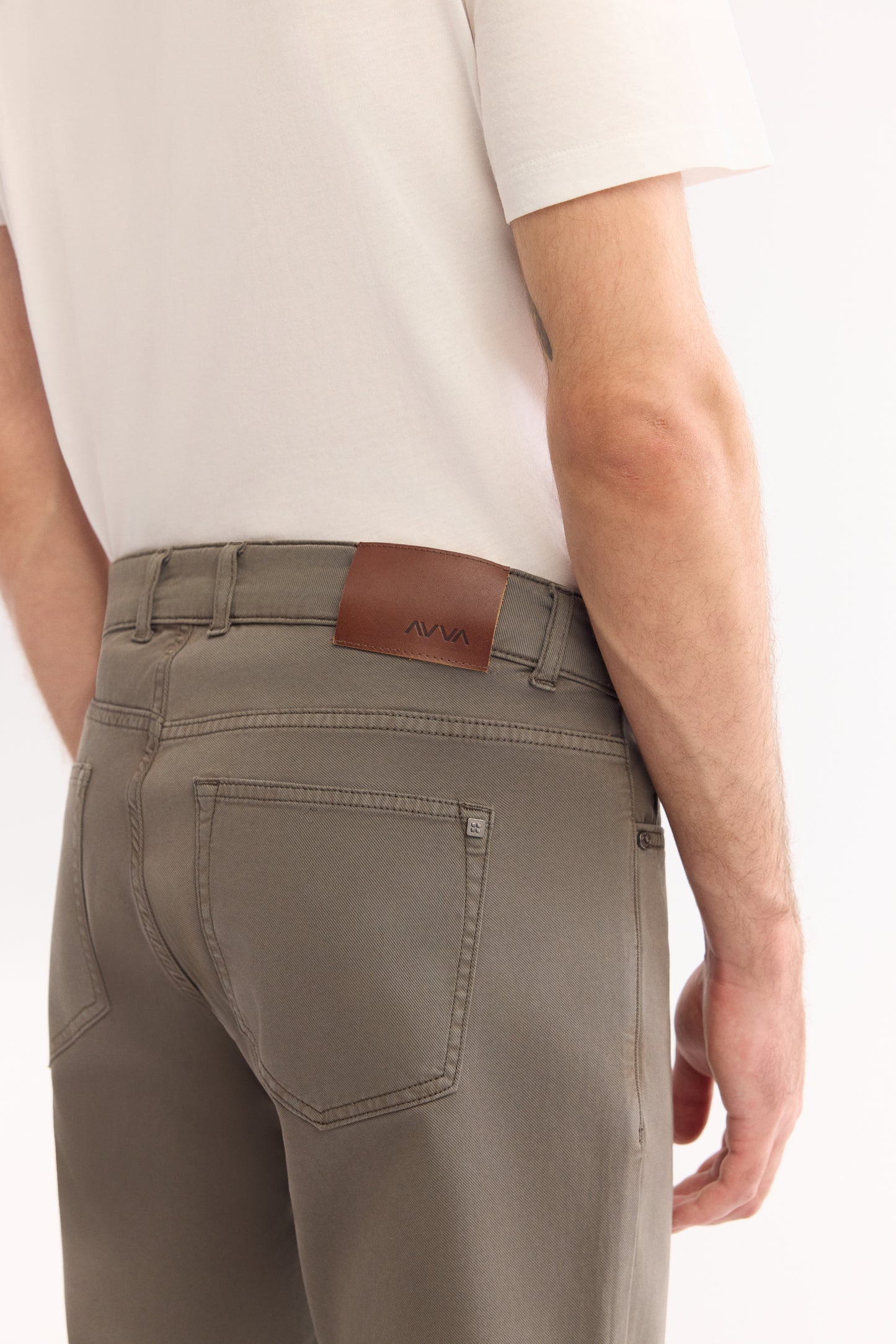 Gri Haki Düz Lyocell Kumaş 5 Cepli