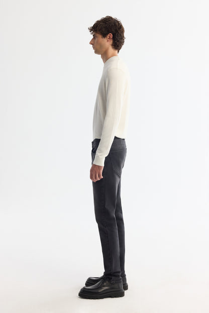 Ekru Yüksek Bisiklet Yaka Düz Viskon/naylon Iplik Kazak