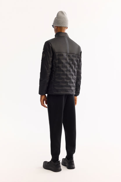 Siyah Dik Yaka Düz Polyester Kumaş Mont