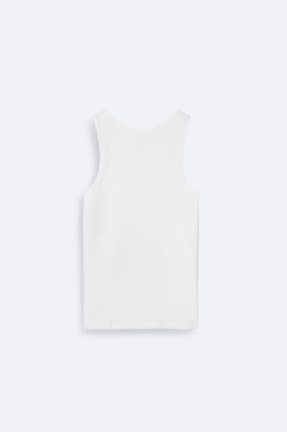 Beyaz U Yaka Düz Süprem Kumaş Atlet