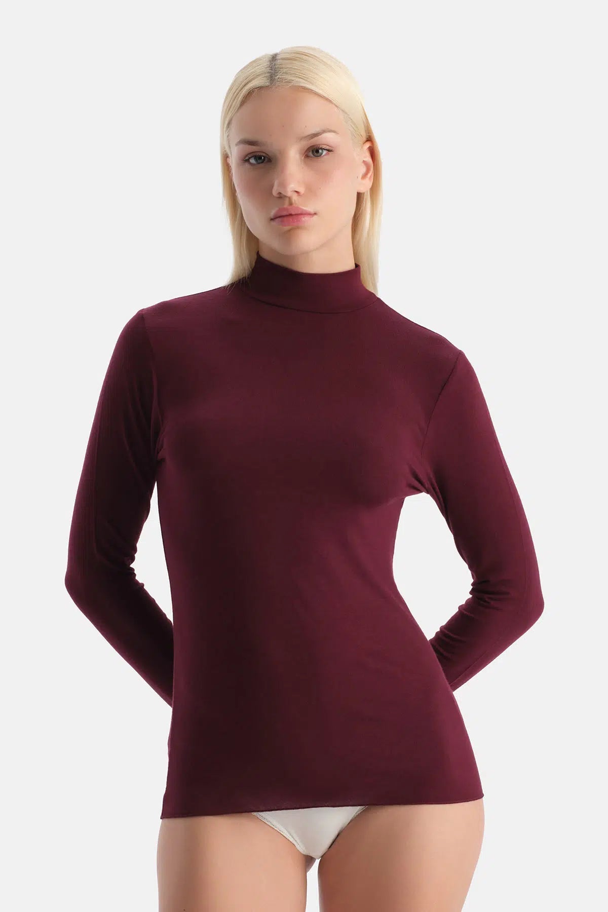 Bordo 5118kc Modal Kaşmir Balıkçı Yaka Uzun Kollu Üst