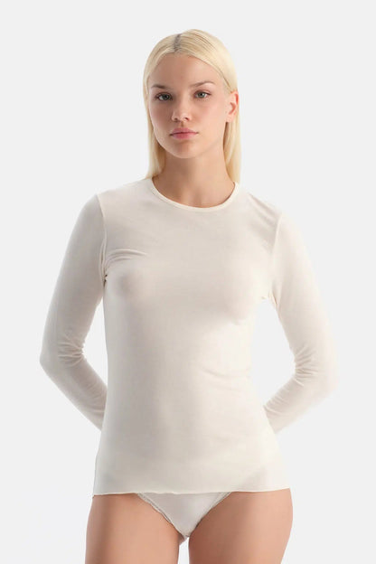 Ekru 5019kc Modal Kaşmir Bisiklet Yaka Uzun Kollu Üst