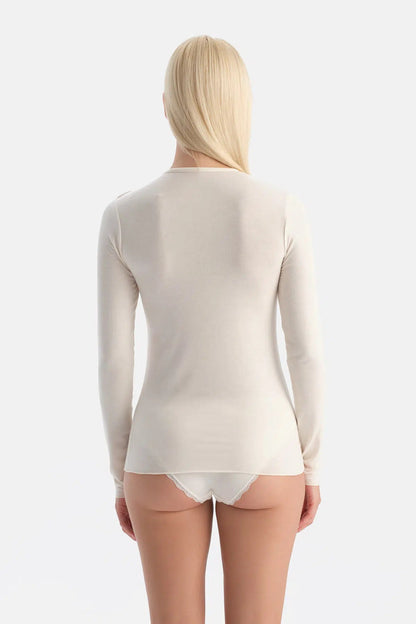 Ekru 5019kc Modal Kaşmir Bisiklet Yaka Uzun Kollu Üst