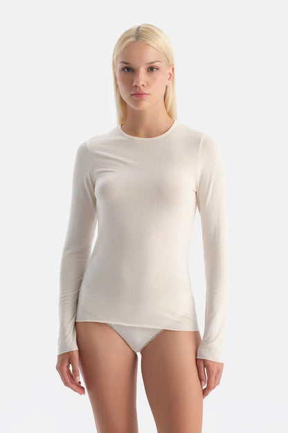 Ekru 5019kc Modal Kaşmir Bisiklet Yaka Uzun Kollu Üst