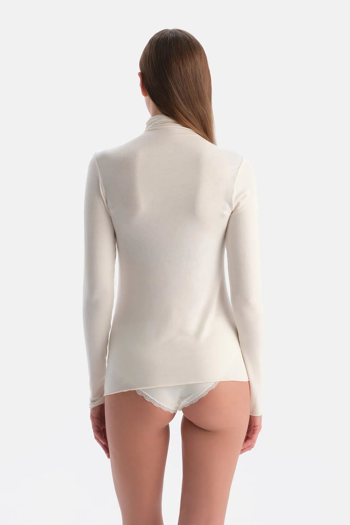 Ekru 5023kc Modal Kaşmir Boğazlı Uzun Kollu Üst