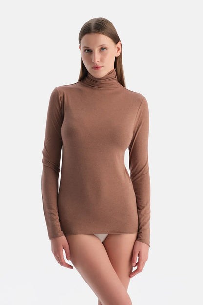 Mocha 5023kc Modal Kaşmir Boğazlı Uzun Kollu Üst