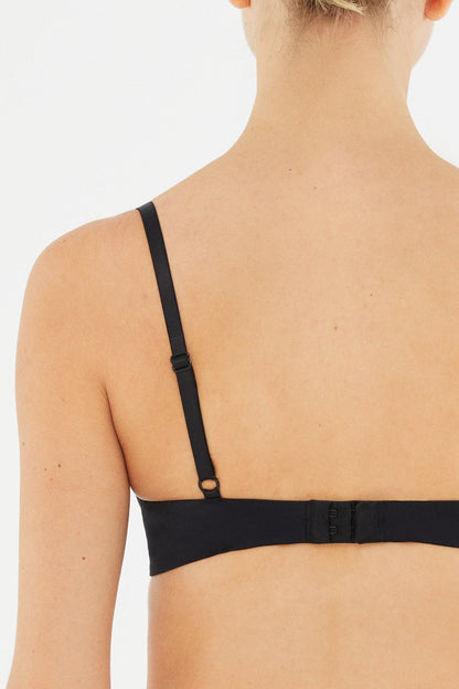 Siyah Blossom Balenli Push-up Sütyen