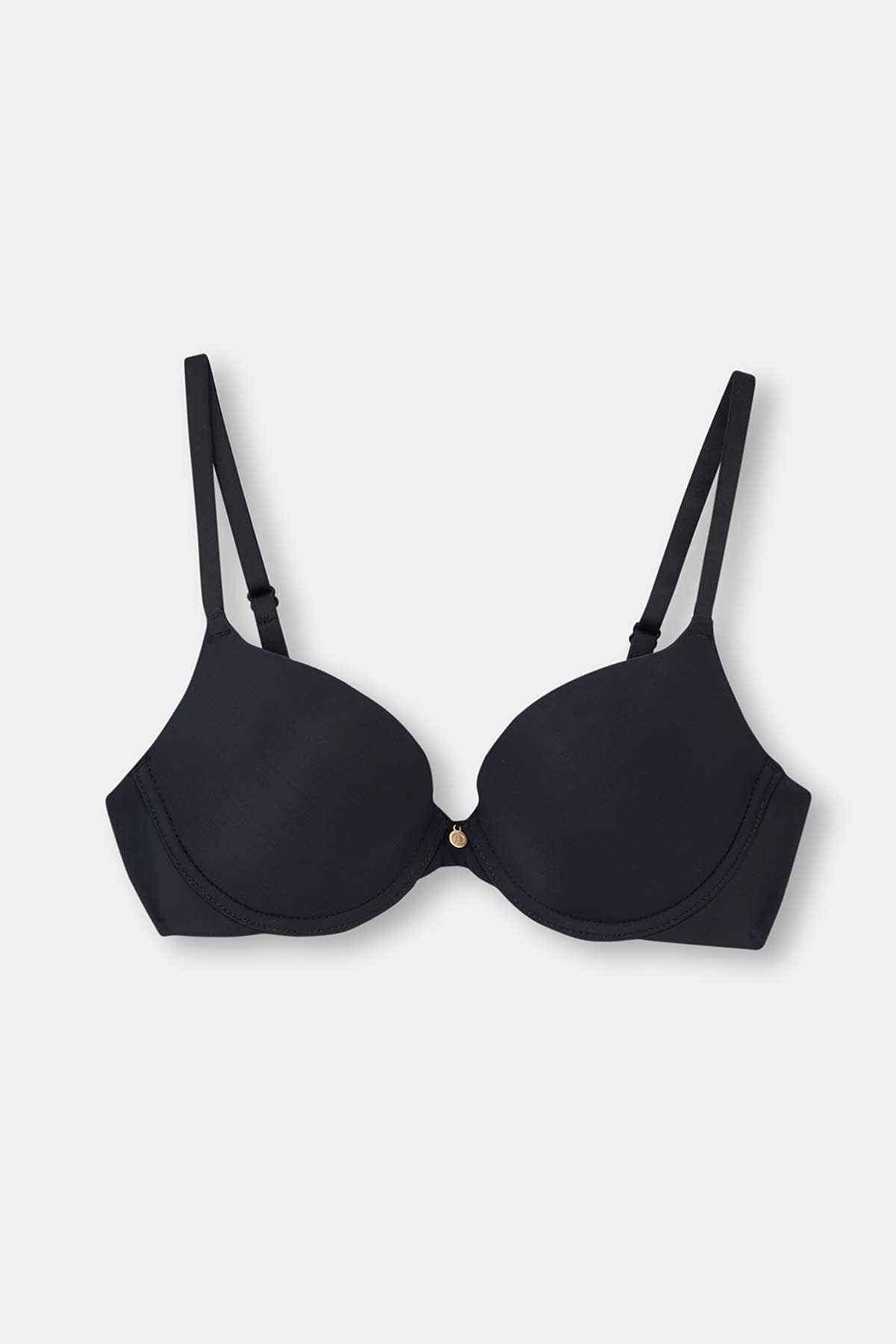 Siyah Blossom Balenli Push-up Sütyen