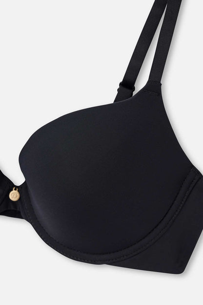 Siyah Blossom Balenli Push-up Sütyen