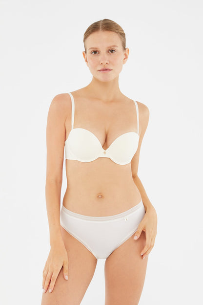 Ekru Julia Straplez Push-up Destekli Sütyen