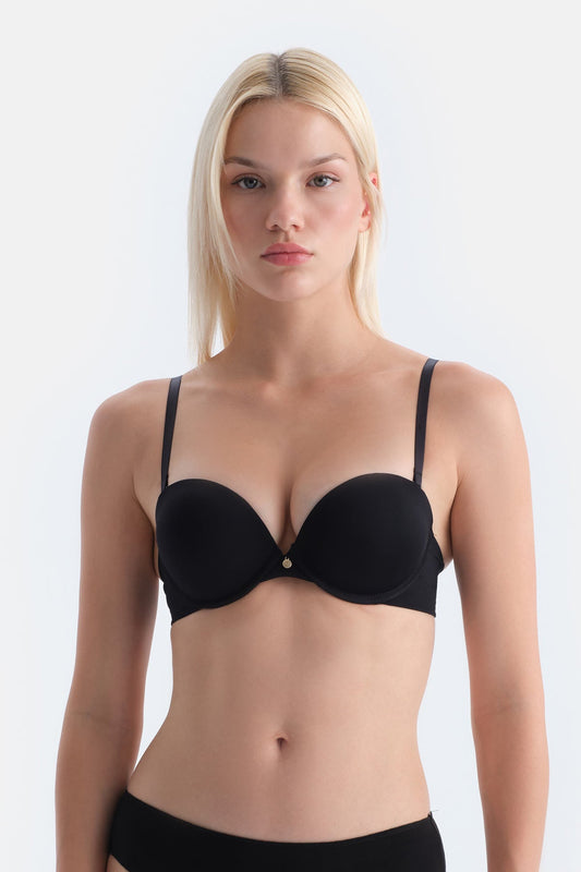 Siyah Julia Straplez Push-up Destekli Sütyen