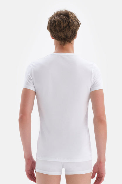 Beyaz Penye V Yaka Erkek Fanila