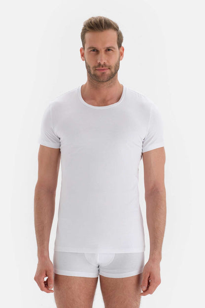 Beyaz Penye Sıfır Yaka Erkek Fanila