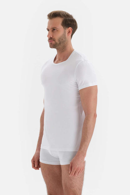 Beyaz Penye Sıfır Yaka Erkek Fanila