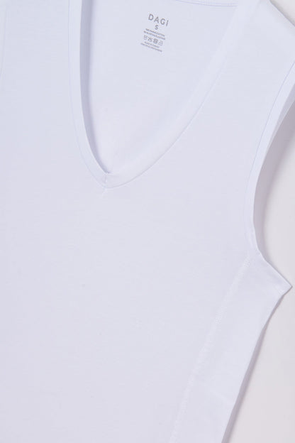 Beyaz Penye V Yaka Kolsuz Erkek Fanila