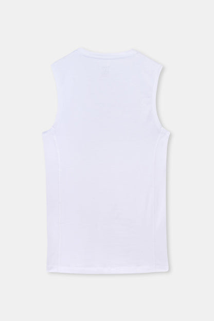 Beyaz Penye V Yaka Kolsuz Erkek Fanila