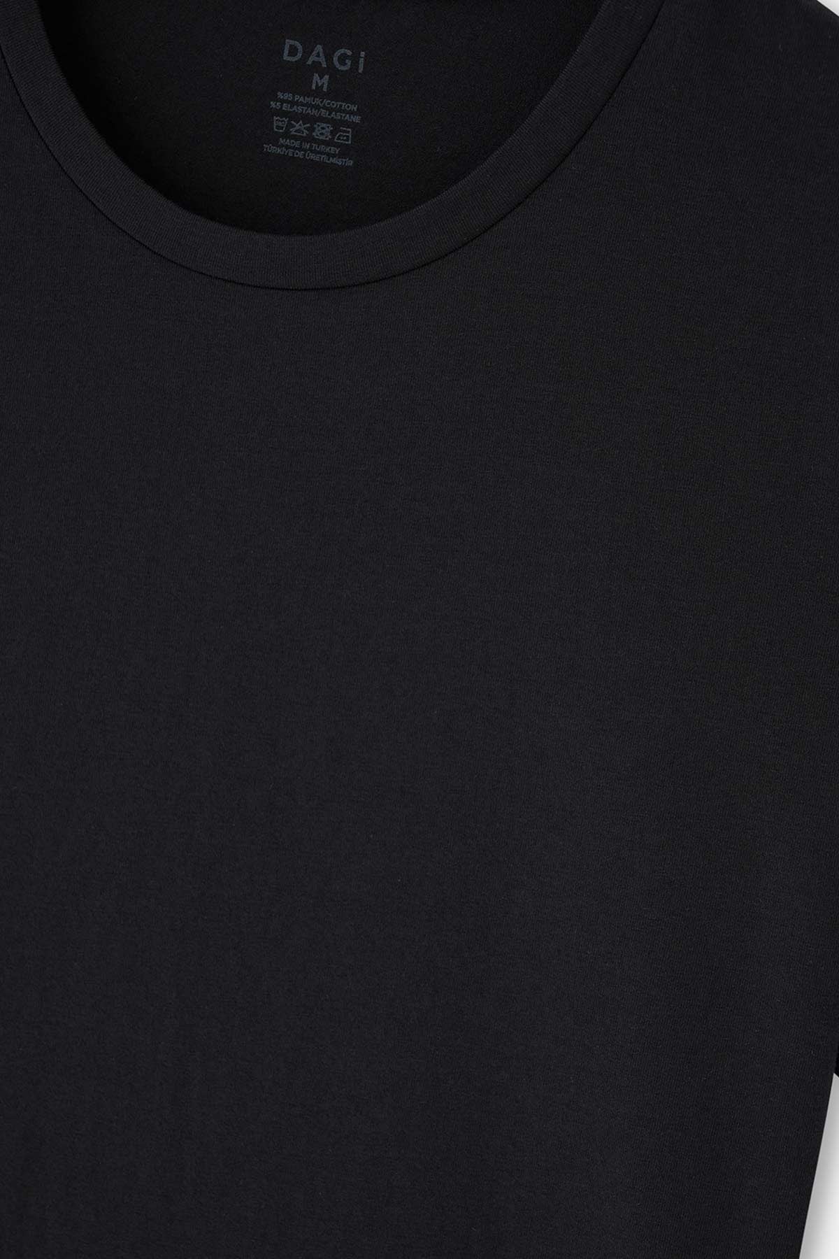 Siyah Compact O Yaka 2'li T-shirt