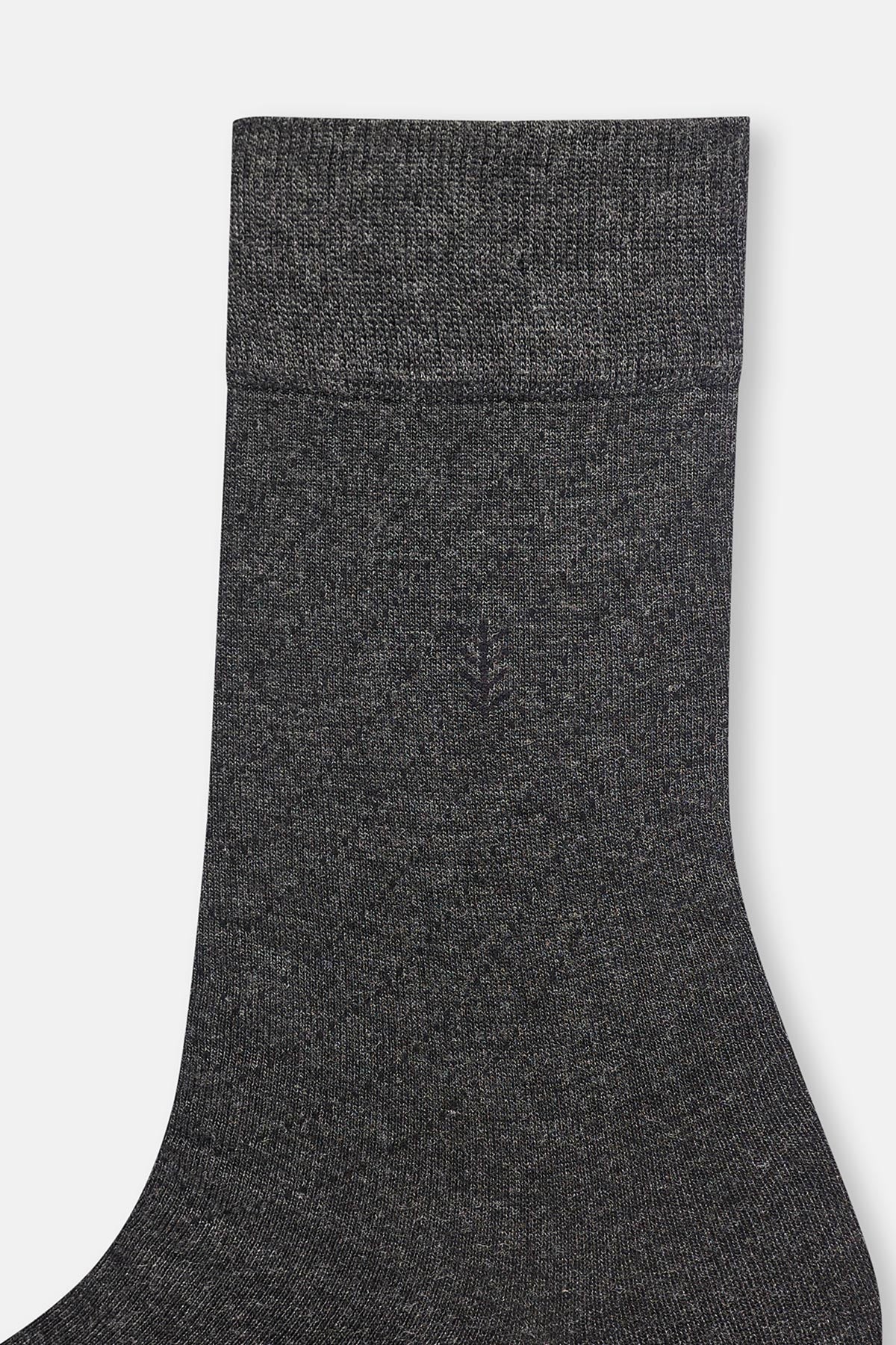 Füme Erkek Bambu Yaprak Desenli Çorap