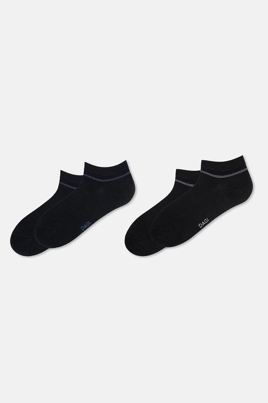 Lacivert-siyah Erkek 2'li Micro Modal Klasik Patik Çorap