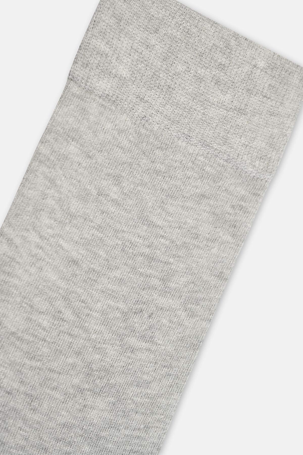 Gri Erkek Pamuklu Uzun Konç Çorap