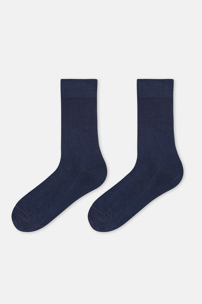 Lacivert Erkek Pamuklu Uzun Konç Çorap