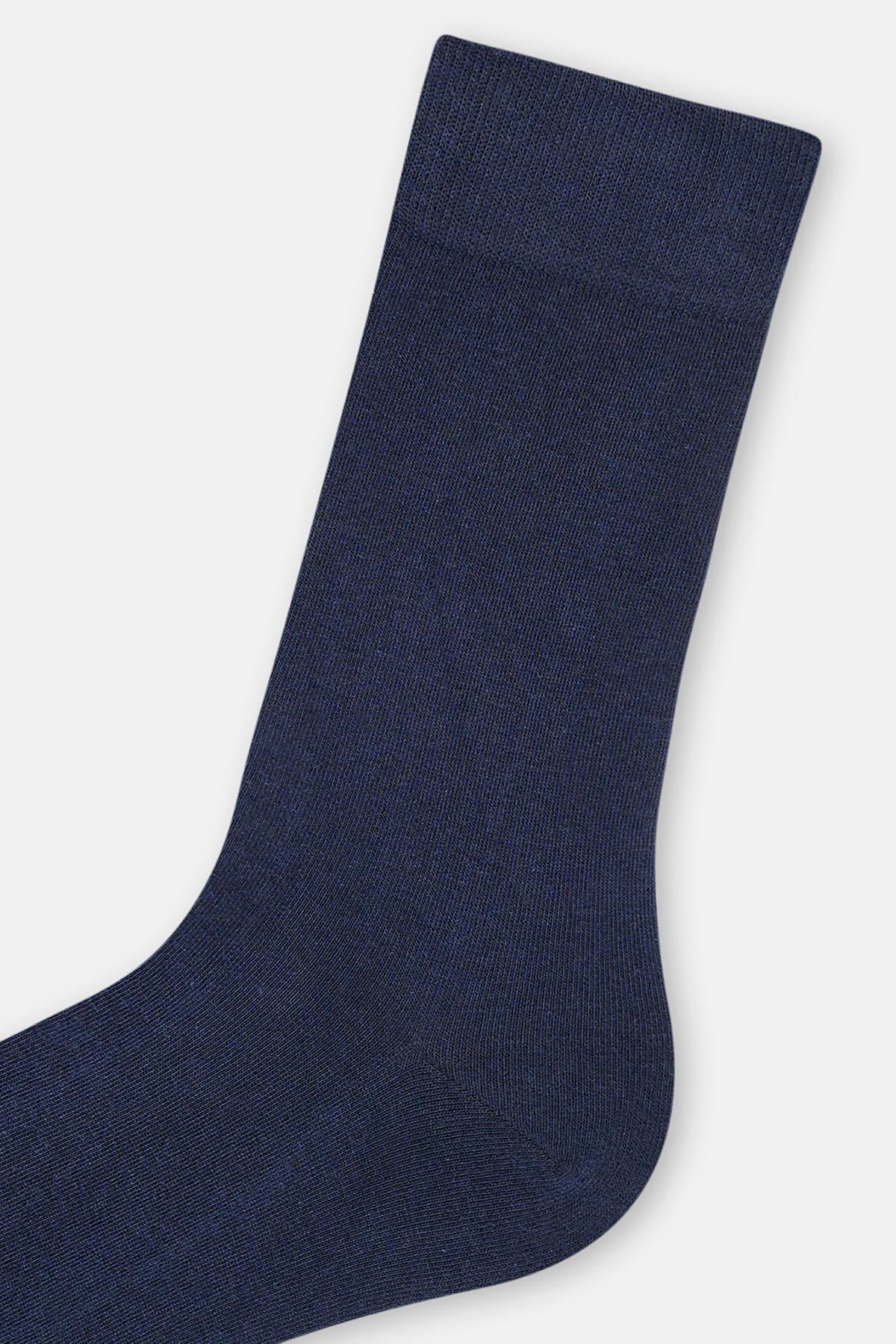Lacivert Erkek Pamuklu Uzun Konç Çorap