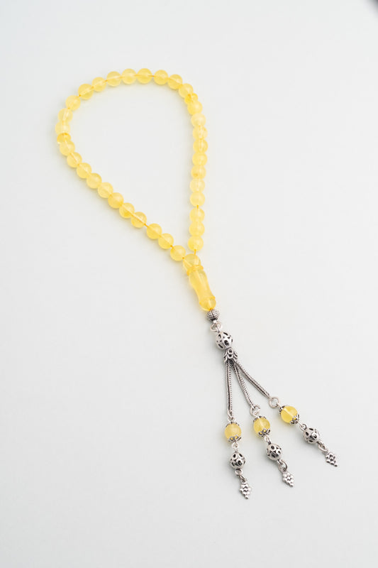 Doğal Kehribar Taşlı 22 Cm Gümüş Tesbih F5600884899