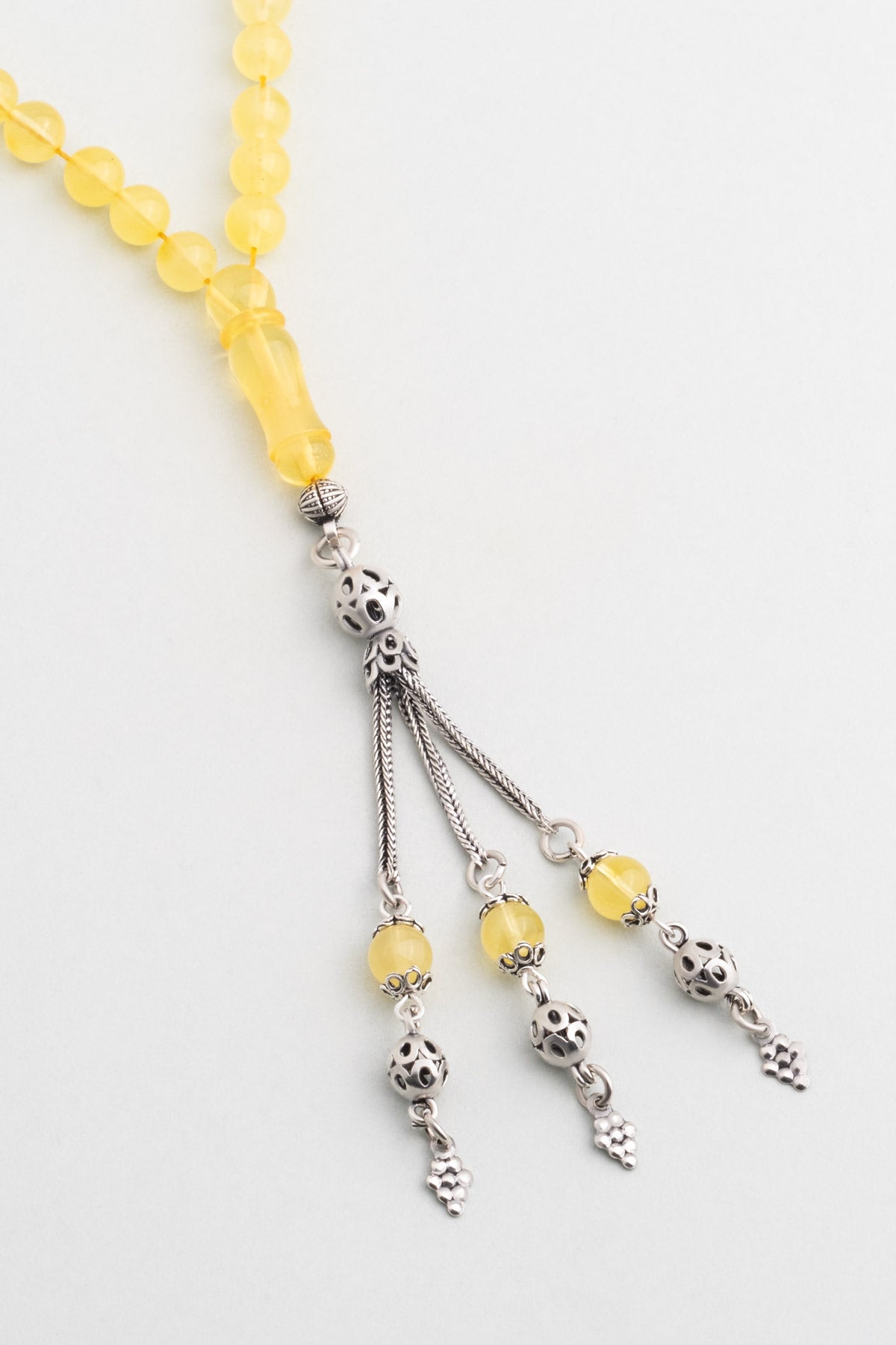 Doğal Kehribar Taşlı 22 Cm Gümüş Tesbih F5600884899