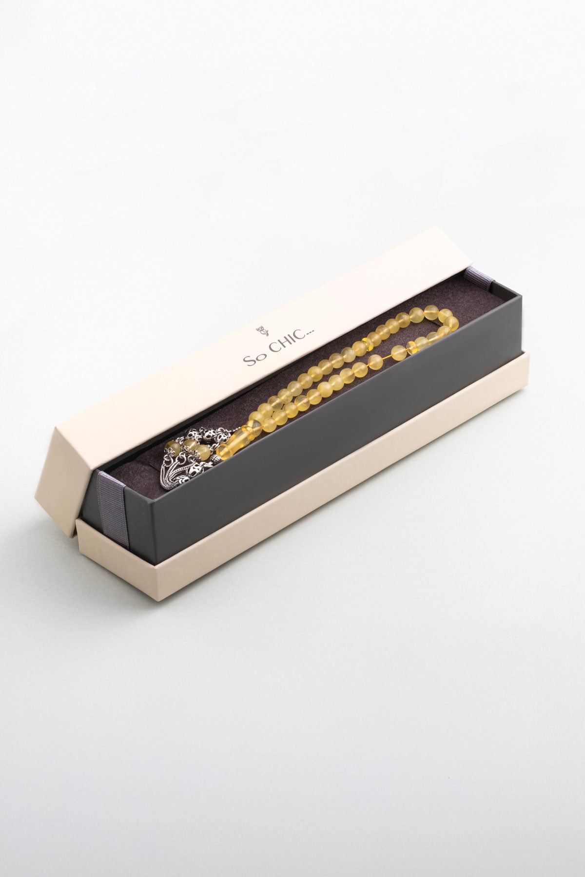 Doğal Kehribar Taşlı 22 Cm Gümüş Tesbih F5600884899